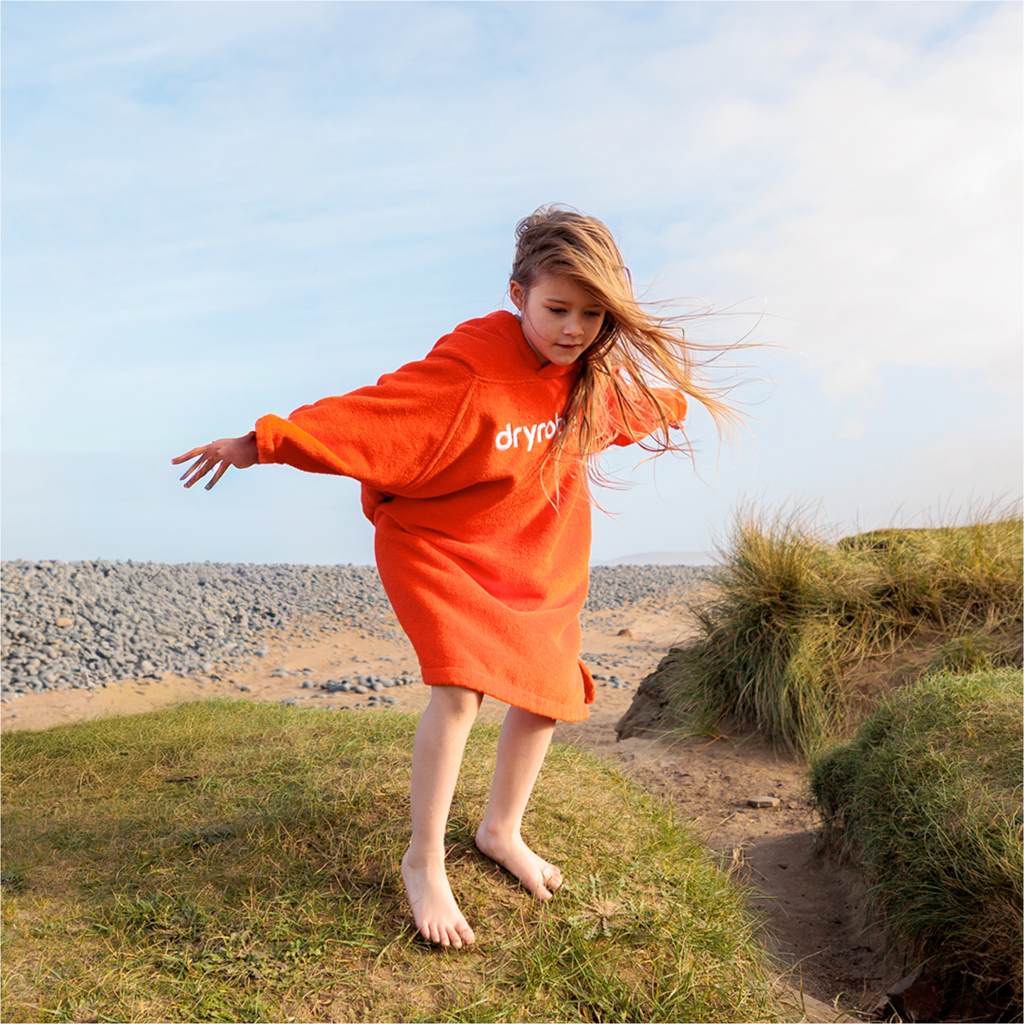 2026 Dryrobe Junior Organic Towel Change Robe ORGANICJTCROR - Orange